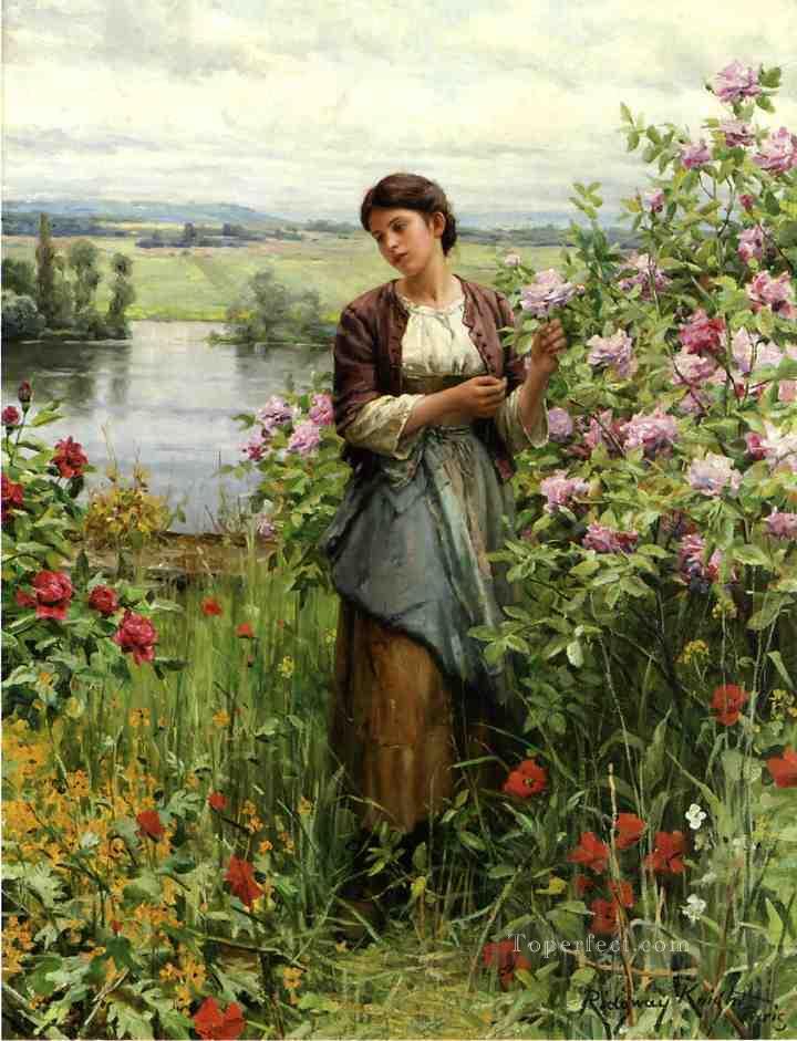 Julia among the Roses countrywoman Daniel Ridgway Knight Oil Paintings